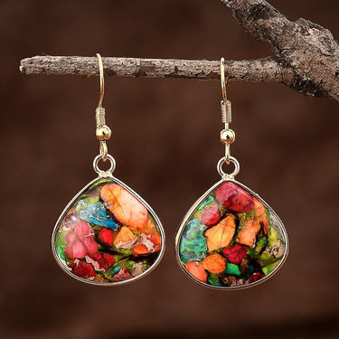 Sunlit Shores Jasper Teardrop Earrings-Your Soul Place